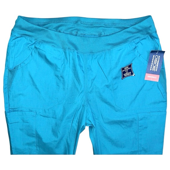 Cherokee Workwear Originals Med Scrub Pants Women’s Size L Petite Teal WW210P - Picture 2 of 10